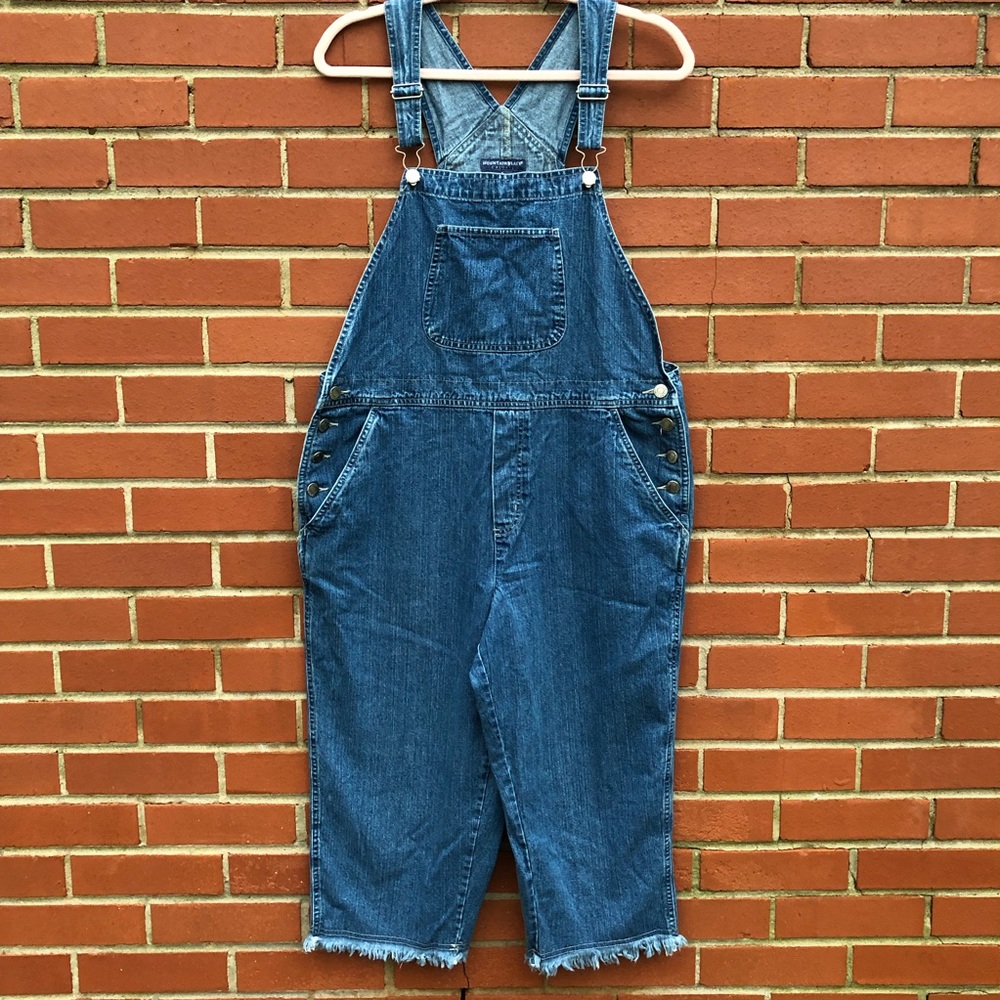 Vintage Denim Frayed Cropped Overalls SZ. Sm.